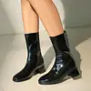 Botas de mujer de corte bajo elegantes y sencillas, estilo europeo y americano, con tacón cuadrado y tacón medio, tallas 32-46, botas de exportación de Amazon