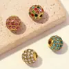 Oro Real de 18K Micro-incrustado con Diamantes de Imitación Bolas de Acero Inoxidable para Manualidades Cuentas Separadoras para Mujer Cuentas Redondas Pulsera Collar Accesorios de Joyería