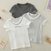 Verão Infantil Curto-manga T-shirt 100% Puro Algodão Preto Branco All-match Casual Meninos Meia-manga Top Bebê Undershirt