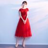 Disfraz de gran coro para mujer, vestido largo, primavera y verano, nuevo disfraz rojo para competición de recitación de canciones, elegante vestido de presentadora para adultos.