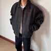 Chamarra de aviador para hombre, tiro alto, estilo hip-hop, cuello ancho, corta, corte americano, estilo para pareja, bordada