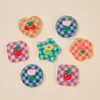 Estilo Doce Xadrez Patch Desenho Animado Criativo Artesanal DIY Cola de Creme Resina Pequenos Acessórios para Tamancos Charms de Sapato Materiais de Decoração