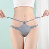 Calcinha Sexy Estilo Puro Renda Amigável à Pele Feminina Cintura Baixa Fita Fina Malha Respirável Vazada Algodão Virilha