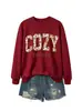 TEMPORADA CONFORTÁVEL Em Estoque Casual Floral Gola Redonda Manga Longa Feminino Amazon Cross-border Comércio Exterior ebay Moletom Solto