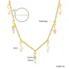 Collar de Cuentas de Colores Mixtos para Joyería Transfronteriza Cadena de Clavícula Exquisita de Nicho Circonita de Cereza Collar con Colgante de Cruz para Mujer