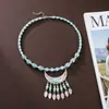 Acessório de Cabeça Estilo Étnico Retrô Franja Lua Crescente Corrente para Testa Acessórios de Cabelo Tibetanos Exóticos Acessórios de Viagem Férias