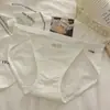 Roupa Íntima Feminina com Fenda Alta Sexy Pura Algodão Bacteriostático 7A Entrepernas Longo Pernas Longas Cintura Baixa Quadril Calcinha Feminina