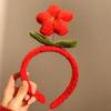 Aro para el pelo con diseño de flor de durazno, de peluche, para mujer, con dibujos animados, para lavarse la cara, antideslizante, con pelo peludo, accesorio para el pelo
