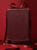 Maleta roja de 26 pulgadas de gran capacidad caja de dote para bodas de mujer engrosada y duradera caja de contraseña de viaje de mano de 20 pulgadas