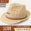 Chapéu personalizado masculino verão proteção solar fedora jazz estilo coreano trançado à mão casual casal cinto de couro vazado chapéu de palha estilo britânico