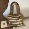 Bolso de Punto de Gran Capacidad Estilo Relajado 2025 Nueva Moda Rayado Bolso de Hombro para Mujer Bolso Tote de Lana para el Trabajo