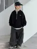 Moletom de outono com zíper parcial para meninos, novo modelo 2026, blusa solta de manga longa estilo coreano para crianças mais velhas, blusa básica de outono