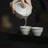 Tazas de Té Antiguas Pintadas a Mano de los Cuatro Caballeros de las Dinastías Tang y Song, Juego de Té Gongfu Taza Individual de Cerámica, Taza Roja Bajo Esmalte con Borde Plateado