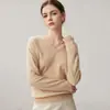 Suéter de cachemira para mujer, otoño e invierno, cuello en V, con flecos, lentejuelas, corte holgado, top de punto versátil