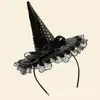 Adereços de Cabeça para Festa de Halloween Chapéu de Cabeça de Abóbora com Lantejoulas Tiara Renda para Performance de Festa de Bruxa
