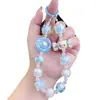 Bolsa de Moda Romántica de Gatito de Caramelo Colorido Llavero Colgante Super Hada Cristal Lanyard para Teléfono Colgante de Perlas