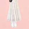 Roupas de Verão para Meninas 2026 Doce Fresco Manga Curta Uma Alça Saia de Renda Doce Fofa Saia Longa Elegante Conjunto de Duas Peças