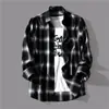 Camisa de Cuadros con Capucha Estilo Retro Americano para Hombre, Tendencia Primavera y Otoño Marca Estilo Casual Holgado Camisa Chaqueta de Manga Larga para Hombre