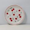 Taza de desayuno de cerámica pintada a mano con cerezas, taza de café de mano, taza linda para leche, plato de fruta al por mayor