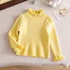 Suéter de Moda para Niñas Otoño/Invierno 2026 de Cuello Medio Alto Color Sólido Versátil Tejido de Punto Holgado Camiseta Base para Niños