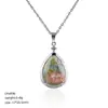 Pingente de Cristal Natural em Forma de Gota d'Água Transfronteiriço com Corrente de Clavícula de Cobre Cravejada de Diamantes, Colar de Cristal de Ametista Natural em Forma de Gota d'Água