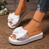 Pantuflas de Verano para Mujer de Gran Tamaño Transfronterizas Europeas y Americanas, Suela Gruesa, Cómodas, Lazo, Versátiles, Zapatos de Moda para Mujer, Estampado de Leopardo al por Mayor