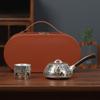 Juego de Té Kung Fu Plateado de Alta Gama Estilo Chino Patrón Gourmet Olla Plateada Taza de Té Juego de Té Portátil para Viaje Regalo de Acompañamiento