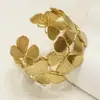 Moda Transfronteriza Estilo Europeo y Americano Pulsera de Mariposa Chapada en Oro Real Pulsera Abierta de Acero Inoxidable Brazalete con Textura de Mariposa