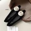 Zapatos Planos Retro Franceses de Camelia Negra con Tacón Bajo y Suela Suave para Mujer 2026 Otoño Nuevo Estilo Suave Estilo Pequeño Fragante