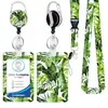 Lanyard de poliéster con transferencia térmica de pluma, hebilla de aleación de zinc redonda con epoxi arcoíris de fácil extracción, tarjetero de PVC floral