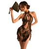 Diversão noturna tamanho grande Lingerie sexy Lace Cheongsam Oco Perspectiva Tentação Uniforme Dividido Conjunto de pijamas de tentação