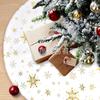 Falda para Árbol de Navidad Transfronteriza Falda para Árbol con Lentejuelas de Copo de Nieve Perlado Falda para Árbol de Felpa Blanca Bordada Decoración para Árbol de Navidad
