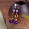 Novos Brincos de Jade Estilo Chinês Estilo Nacional Ametista Ametista Jade Estilo Antigo Médio Brincos de Jade Nove Fogo Púrpura Estilo Retrô Moda Nacional Versátil