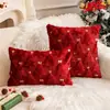 Funda de Almohada Popular Navideña Transfronteriza con Lazo Navideño y Bordado de Estrella de Cinco Puntas, Cojín para Sofá, Funda de Almohada para Decoración del Hogar