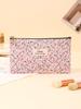 Bolsa de Cosméticos de Algodón Floral Fresco Impermeable para Mujer con Cremallera Bolsa para Teléfono Móvil Clutch Bolsa de Almacenamiento de Cosméticos Multifuncional
