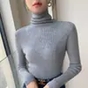 Suéter gola alta macio e confortável para mulheres, novo estilo outono/inverno 2026, blusa de base popular de corte justo, top de tricô gola alta para mulheres