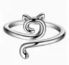Anillo geométrico de gato con apertura ajustable, anillo de animal, joyería tejida, línea de pesca de gancho, superventas transfronteriza europea y americana