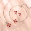 Pulsera Lucky Clover de plata de ley 925 con diseño de nicho para mujer, pulsera de circonitas de lujo ligera para niñas, pulsera con flores