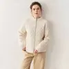 Cárdigan Holgado de Cachemir Grueso y Texturizado 2025 Otoño e Invierno Nuevo Cremallera de Cachemir Algodón Casual Chaqueta de Punto para Mujer