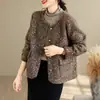 Casaco de tricô impermeável estilo Chanel, com pele sintética, estilo coreano, emagrecedor, elegante, gola redonda, top curto para mulheres