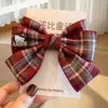 Fita Xadrez Estilo Tweed Laço Acessórios de Cabelo Menina Pequena Xadrez Britânico Estilo Preppy Adorno de Cabeça Outono e Inverno Grampo de Cabelo Ano Novo