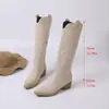 Botas Martin Europeias e Americanas Transfronteiriças Abertura Grossa Moda Bordado em V Salto Novo Estilo Meio da Panturrilha 2026 Comércio Exterior Cavaleiro Atacado Tamanho Grande