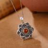 S925 prata esterlina sul ágata vermelha lótus retro pingente personalizado seis palavras mantra elegante estilo clássico das mulheres all-match pingente