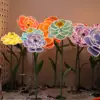 Flores Artificiais Grandes Emissoras de Luz LED para Exibição em Shopping, Flores Decorativas Grandes para Montagem de Cenário de Casamento, Flores Artificiais de Peônia