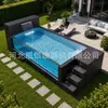 Piscina retangular de fibra de vidro para acima do solo, piscina infinita pré-fabricada completa para quintal de villa, fitness, feita sob medida