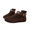 Botas de Pelúcia Melaleuca Femininas 2026 Outono/Inverno Novo Estilo Moda Casual Versátil Peça Externa Botas com Tira de Fivela Estilo Feminino