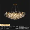 Lámpara de araña de cristal de alta gama, nueva lámpara de sala de estar estilo francés, diseño de rama de árbol estilo americano, lámpara colgante de cristal de lujo ligero italiano para dormitorio y comedor
