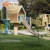 Comunidade de jardim de infância casa de madeira aço inoxidável slide grande não padronizado sem energia parque de diversões equipamento de diversão planejamento e design