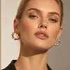 Joyería de Acero Inoxidable, Nuevo Estilo Popular en Europa y América, Diseño Exagerado Hueco, Pendientes de Alta Gama, Chapados en Oro de 18K, Pendientes de Moda con Diamantes