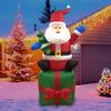 Santa Claus inflable transfronterizo sentado con bolsa de regalos 1.8 metros sosteniendo árbol de Navidad modelo de aire LED luminoso decoración navideña de patio